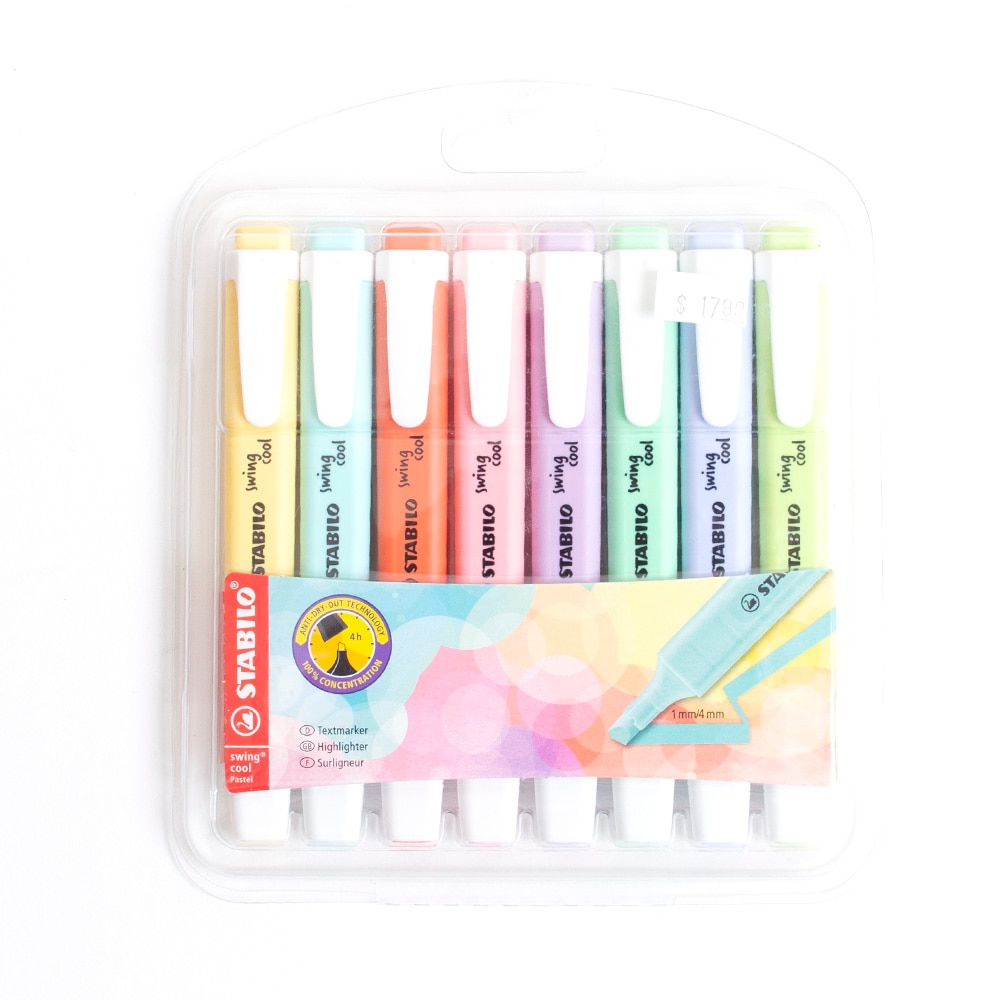 Stabilo, Highlighters, Art & School, Swing, Cool Set, 8 Color, Pastel, 704320